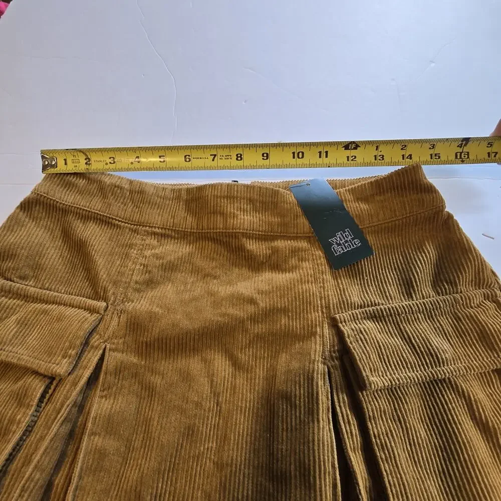 Wild Fable NWT Corduroy Mini Cargo Skirt Womens LG Tan Brown Academia Preppy - Picture 3 of 11